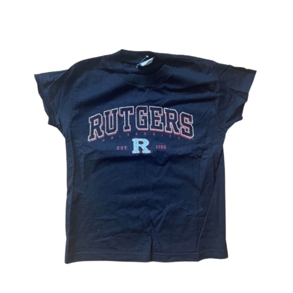 Jansport Rutgers T-Shirt in Black with Distressed Logo (Kids)
